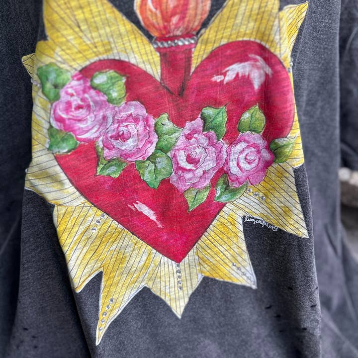 A Rare Bird Shop - Wholesale Screen Printed T-Shirt - Women's - Blazing Heart shirt2