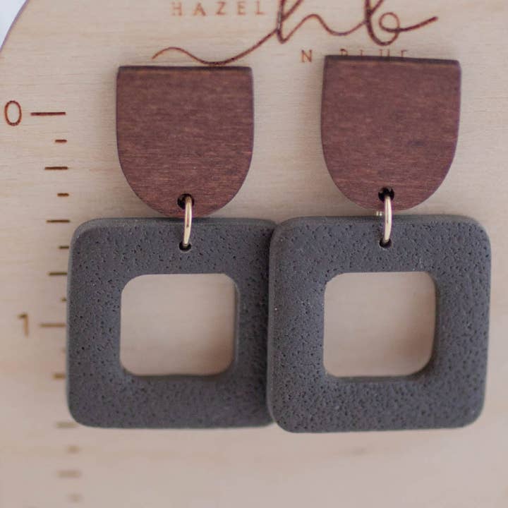 Boucles d'oreilles en argile | Desert Squares | Collection Desert pour la vente par Hazel n Blue