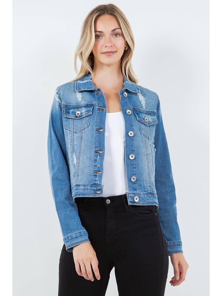 Veracci - Wholesale Denim Jacket - Women's - Stretch Classic Trucker Denim Jacket