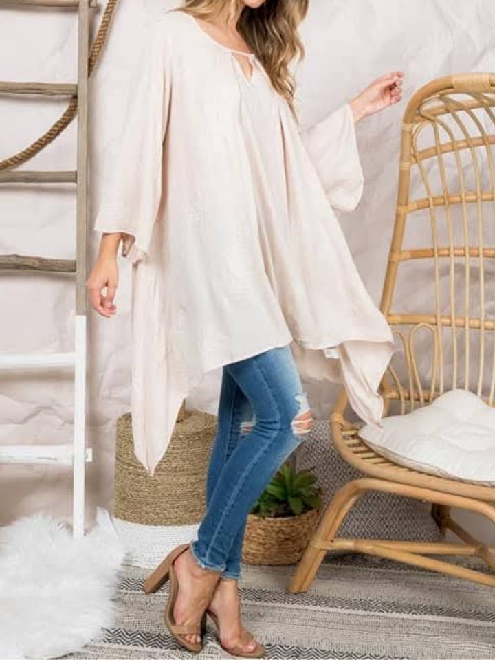 Asymmetrical hem tunic for wholesale by TOO CHIC BOUTIQUE & CO. LLC