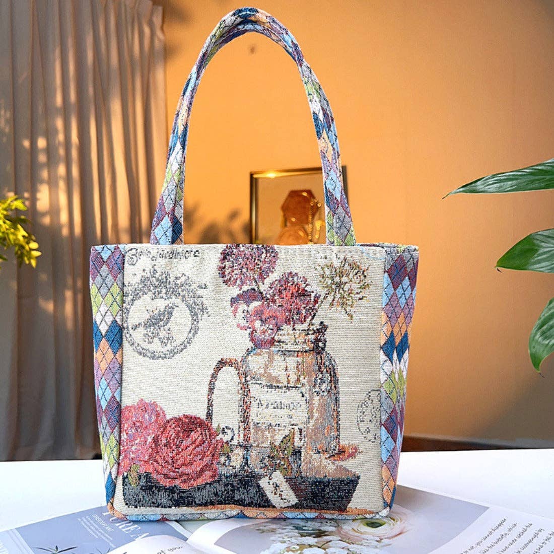 Funkyrel® Atzbranding Limited - Wholesale Tote Bag - Women's - Cosbai - Geometric Lace Botanical & Animal Canvas Tote8