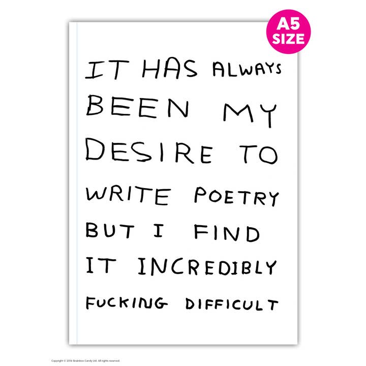 Cadeau Amusant - Carnet A5 David Shrigley - Écrire de la Poésie pour la vente par David Shrigley x Brainbox Candy