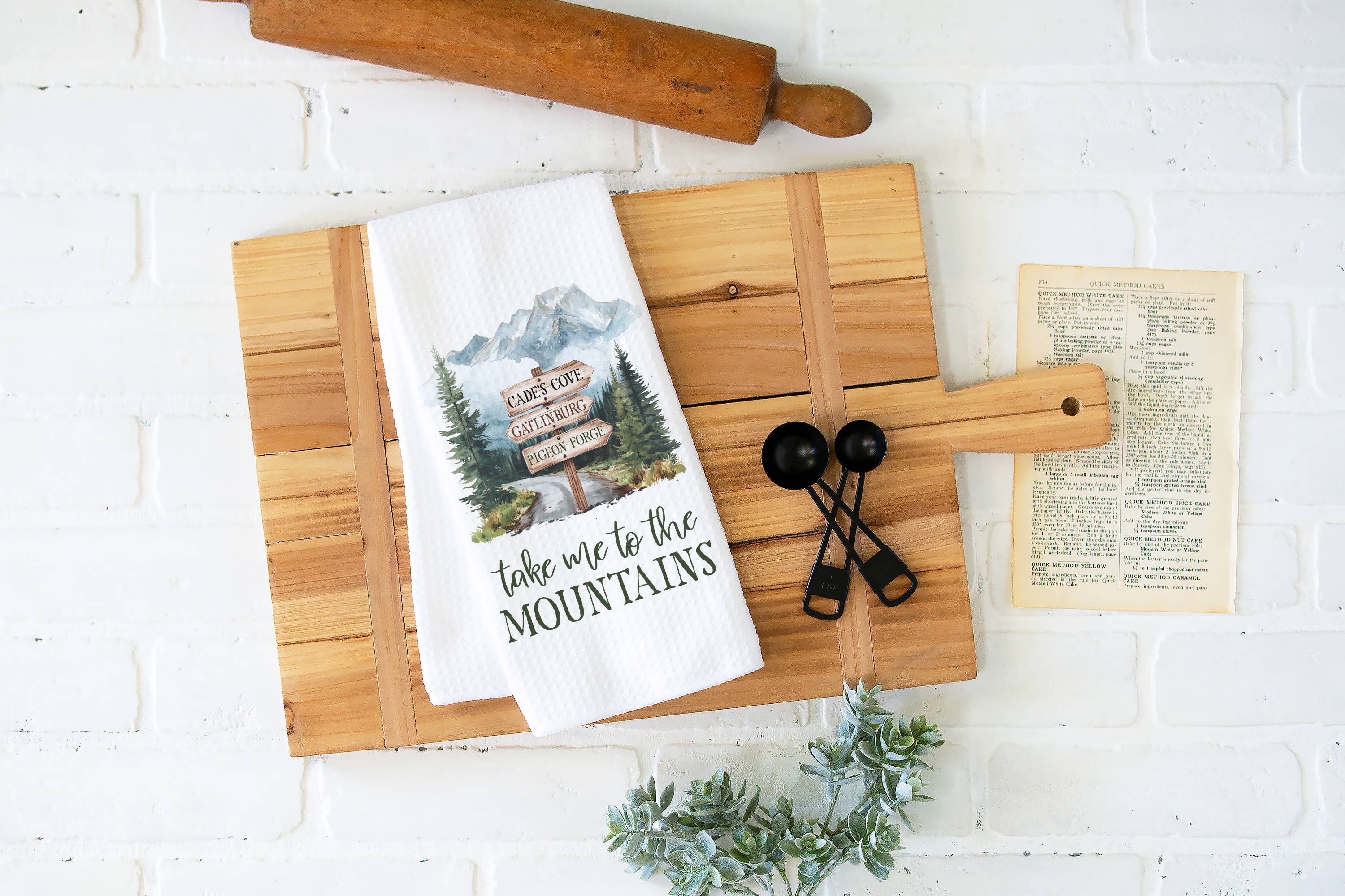 Canary Road - Wholesale Tea Towel - Custom Pick 3 Mountain Sign Kitchen Towel Hiking Cabin1