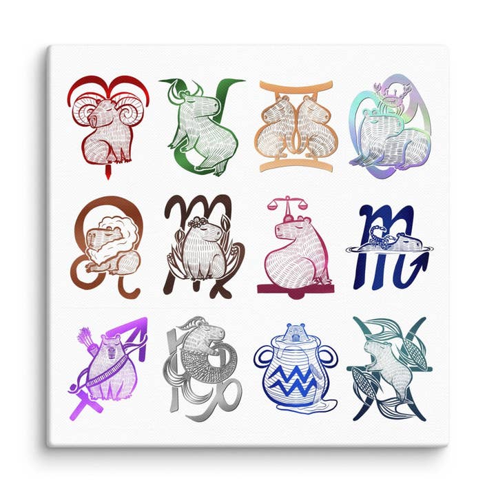 JoyousJoyfulJoyness - Wholesale Art Print - All the Capybara Zodiac Signs Print [Unfoiled]0