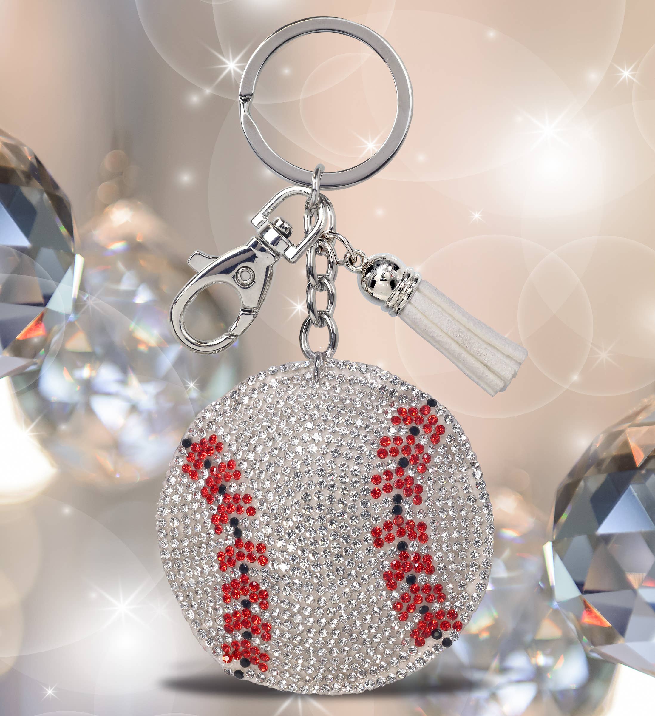 Cota Global - Wholesale Keychain - Unisex - Sparkling Rhinestones Charm With Tassel - Baseball3