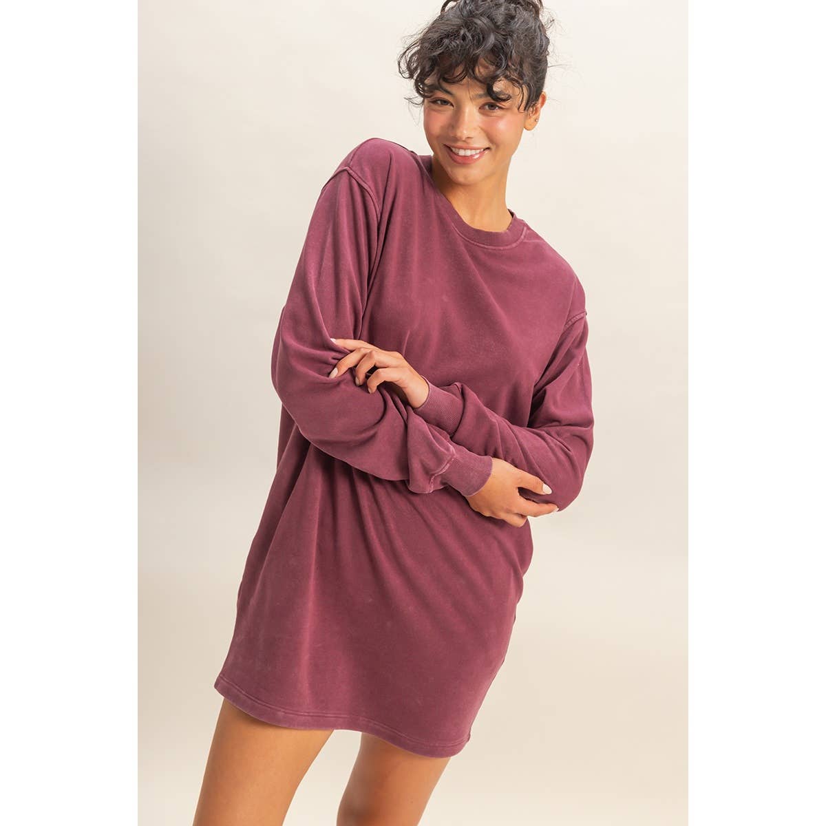 Double Zero - Venta al por mayor Vestido - Mujer - Vestido sudadera mini de gran tamaño lavado mineral41
