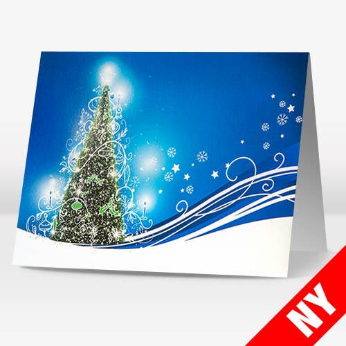 Dekorerad julgran - Blå för wholesale av Kortspecialisten