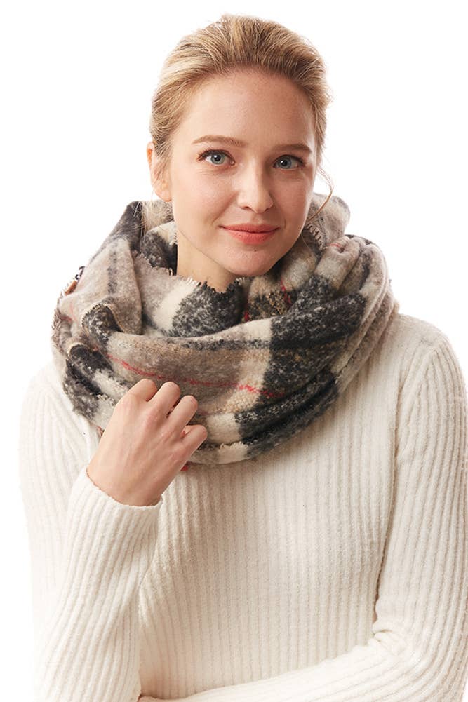 Hana - Wholesale Scarf - Women's - Colorful Plaid Infinity Scarf2
