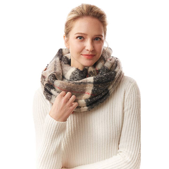 Hana - Wholesale Scarf - Women's - Colorful Plaid Infinity Scarf2