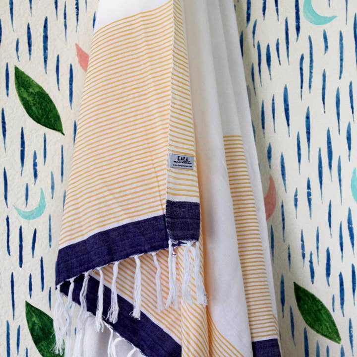 Toalla de rayas de color índigo para venta al por mayor de Kara Weaves