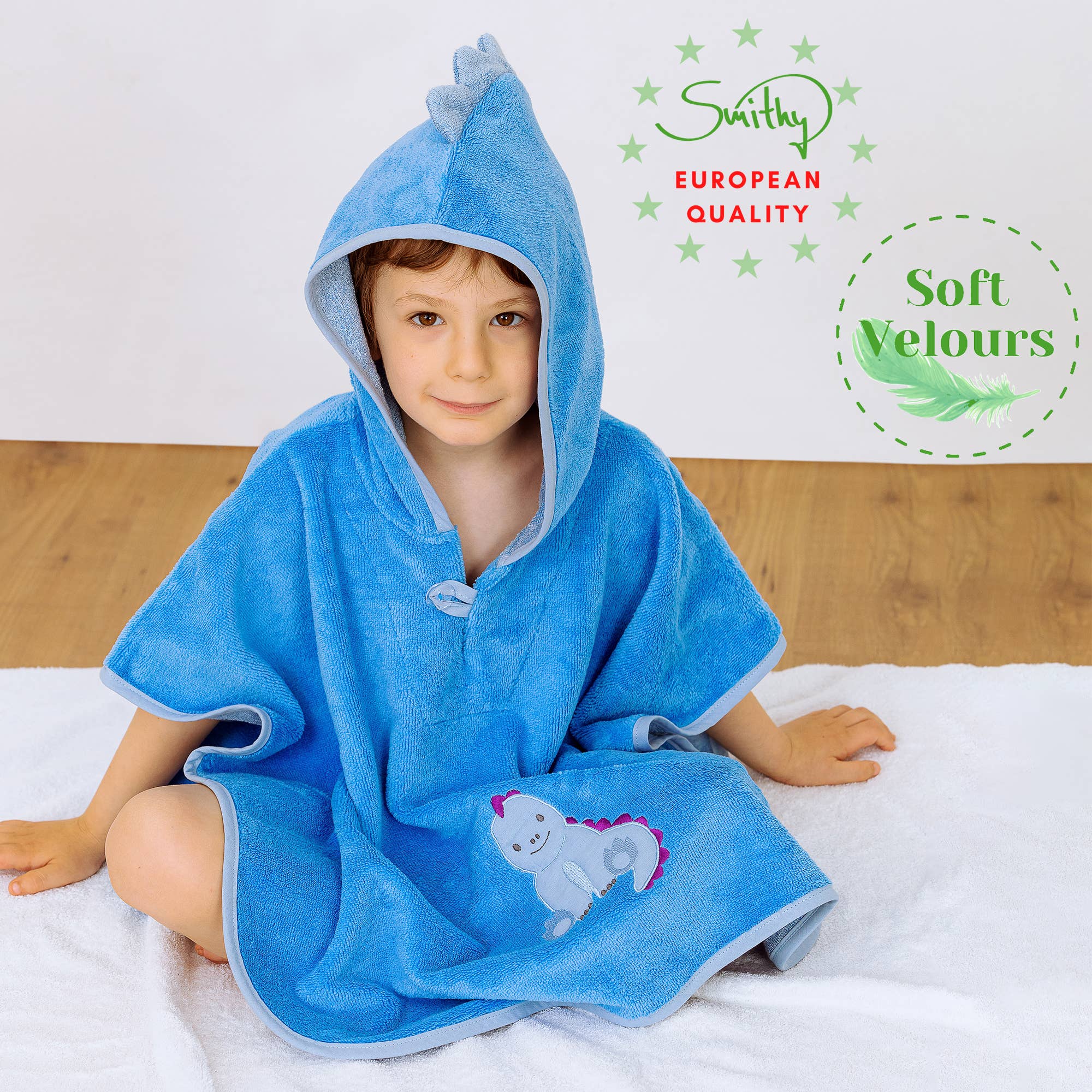 Smithy by Dagmar Nelk - Wholesale Hooded Towel - Kids & Baby - Dino bath poncho, with dino spikes on the hood4