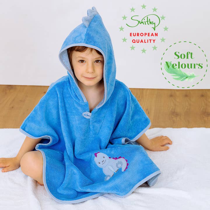 Smithy by Dagmar Nelk - Wholesale Hooded Towel - Kids & Baby - Dino bath poncho, with dino spikes on the hood4