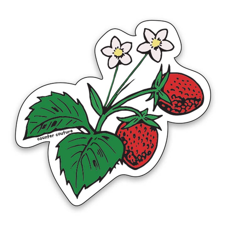 Pegatina de Fresa | Dibujado a Mano | Hecho en EE. UU. para venta al por mayor de Counter Couture