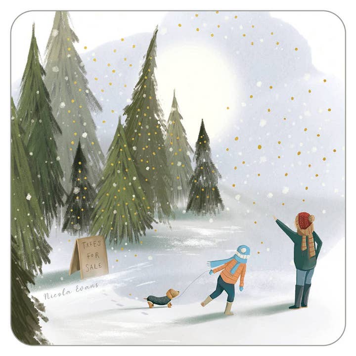 Kids & Christmas Tree Square Coaster with Foil for wholesale by On The Bright Side