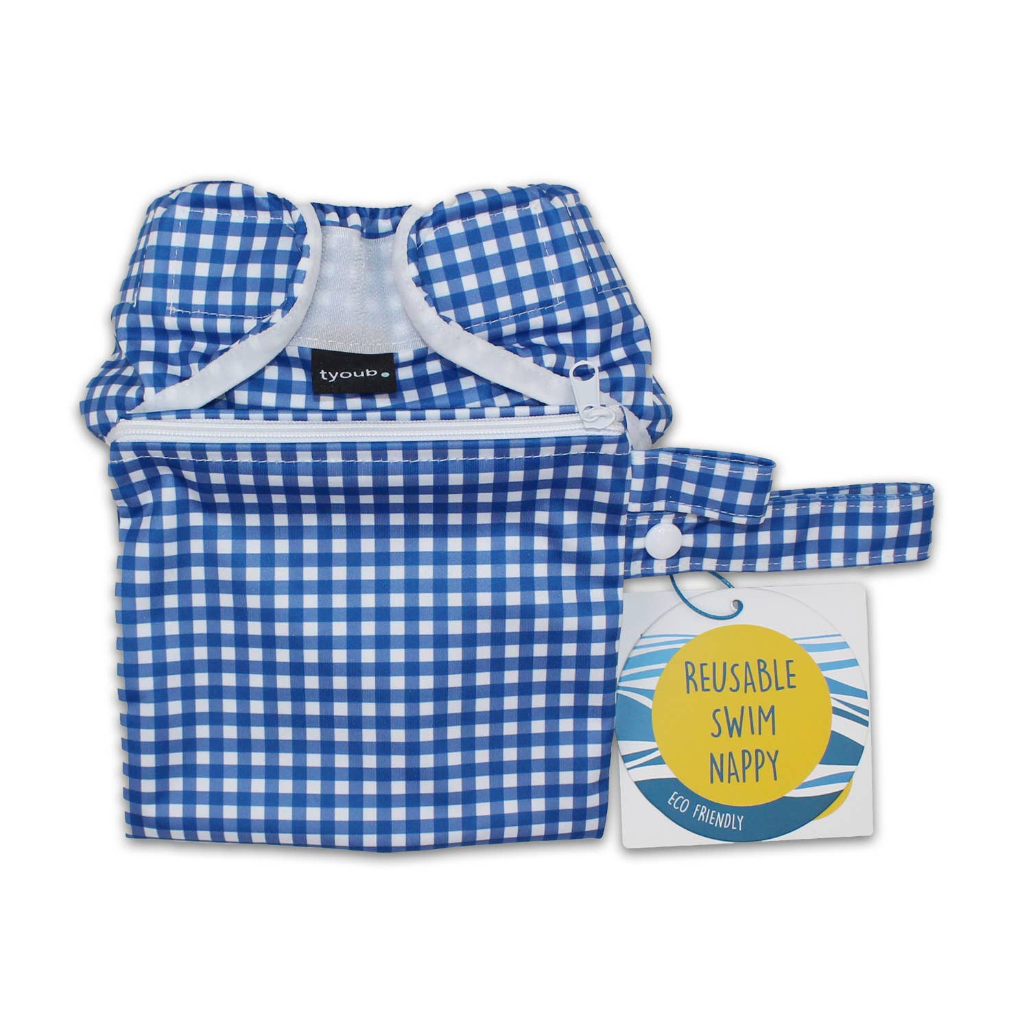 Tyoub - Wholesale Swim nappy – Baby - Adjustable Reusable Swim Diaper and Wet Bag Blue Check4