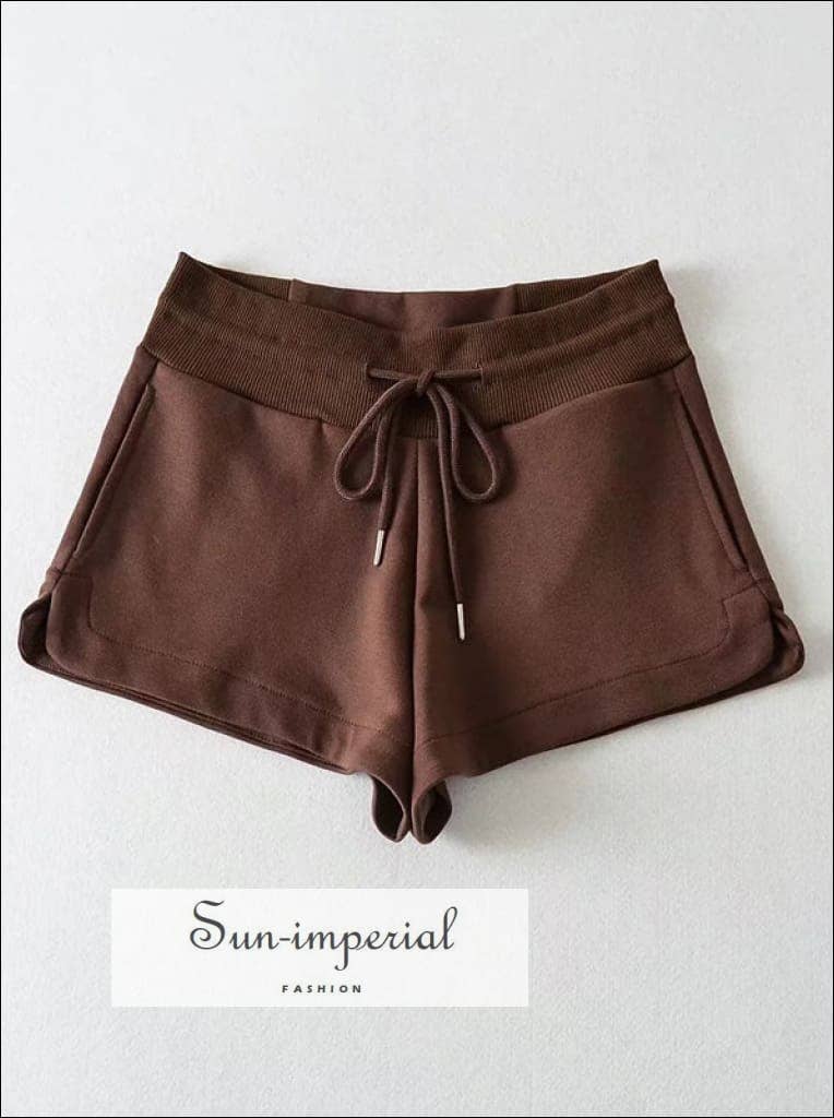 Sun Imperial - Wholesale Athletic Shorts - Women's - Women Cotton Sweat Runner Shorts With Curved Hem Detail10