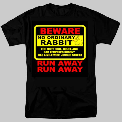 Beware - No Ordinary Rabbit! Run Away T-Shirt for wholesale by Pegasus Publishing