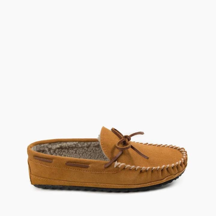 Minnetonka - Vente Chaussons – homme - Pantoufles à enfiler doublées de poils Casey en daim pour hommes7
