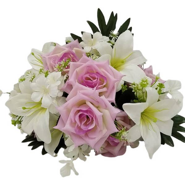 Cubby House by Malmar - Wholesale Decorative figurine - 49cm 18 Head White Lily Purple Rose0