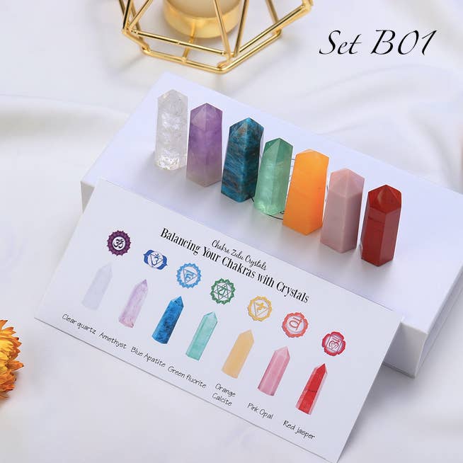 Crystolver (We Cover All Import Fees) - Wholesale Spiritual stone/crystal - 7 Pcs Rainbow Crystal Chakra Wand Set2