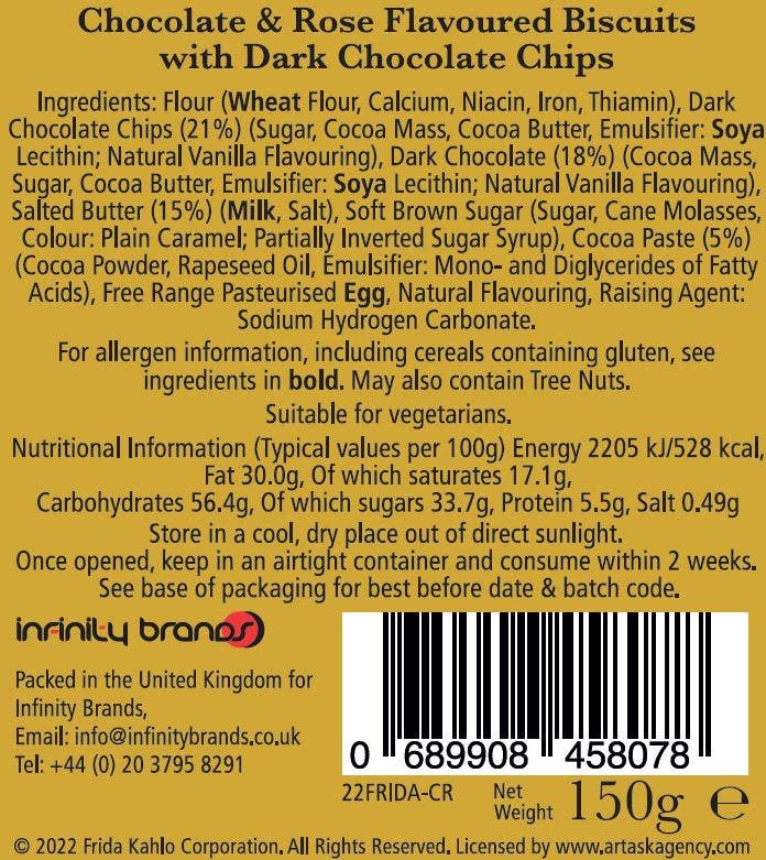 Infinity Brands - Wholesale Biscuit - Frida Kahlo Pure Butter Chocolate & Rose Flavoured Biscuits1