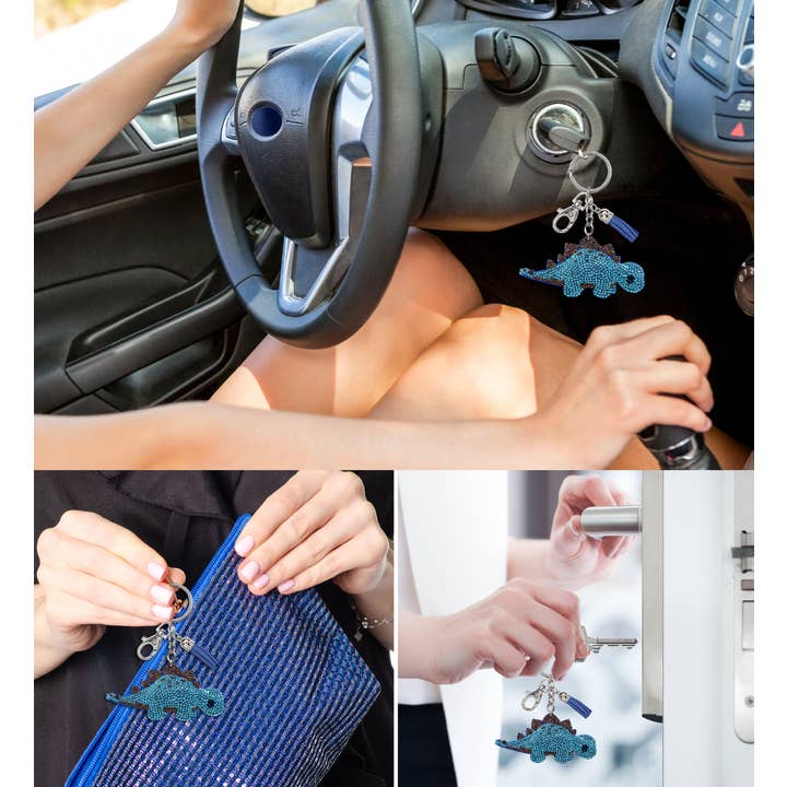 Cota Global - Wholesale Keychain – Unisex - Sparkling Rhinestone Stegosaurus Charm with Tassel4