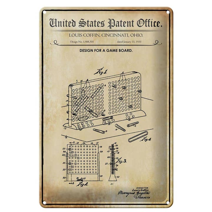 Placa metálica "Patent" 20x30 cm — desenho para um tabuleiro de jogo por atacado de Femer