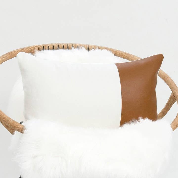 Fodera per cuscino lombare in ecopelle, design moderno, colore: bianco cammello per la vendita all'ingrosso da parte di Hofdeco