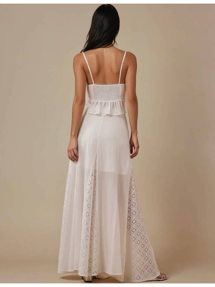 Ladies White Back Smocking Cami Top & Skirt Set SKST5KC1901 for wholesale on Faire9