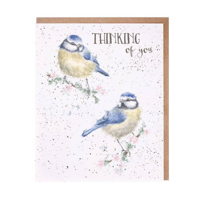 Blossom Blue Tits Thinking of You Card for wholesale by Wrendale Designs