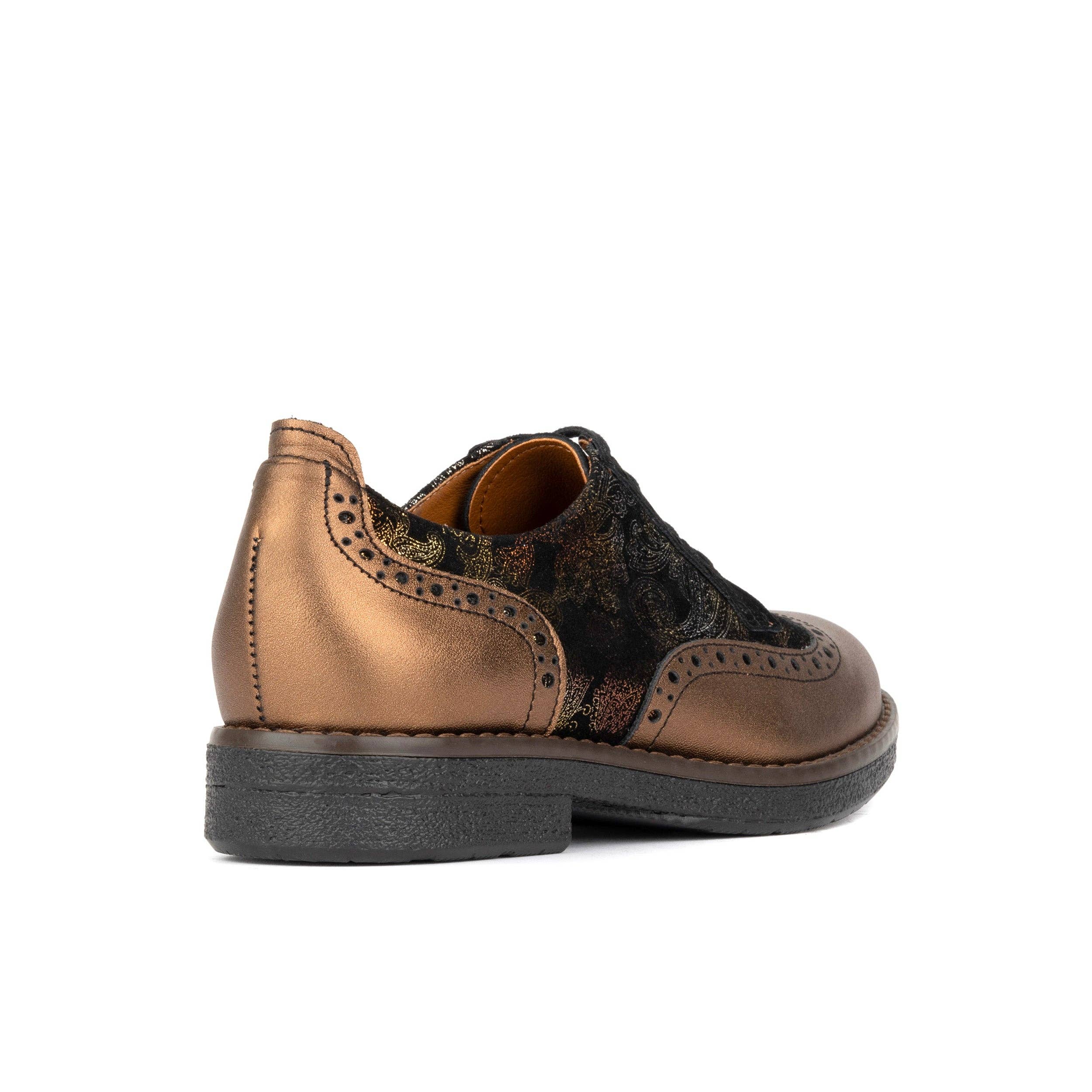 Embassy London – wholesale Brogue shoes – Women's – The Artist - Bronze & Floral - Women's leather lace-up shoe with brogue detailing3