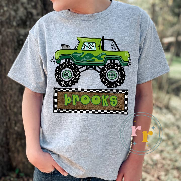 Anpassad Monster Truck Grafisk T-shirt för wholesale av Rebellious Rose LLC