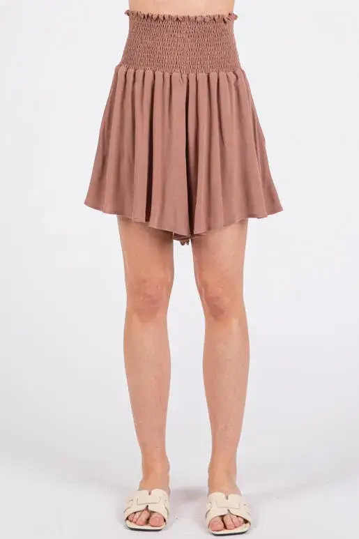 Final Touch - Wholesale Shorts - Women's - Waist Smocked Wide Shorts - NP703537