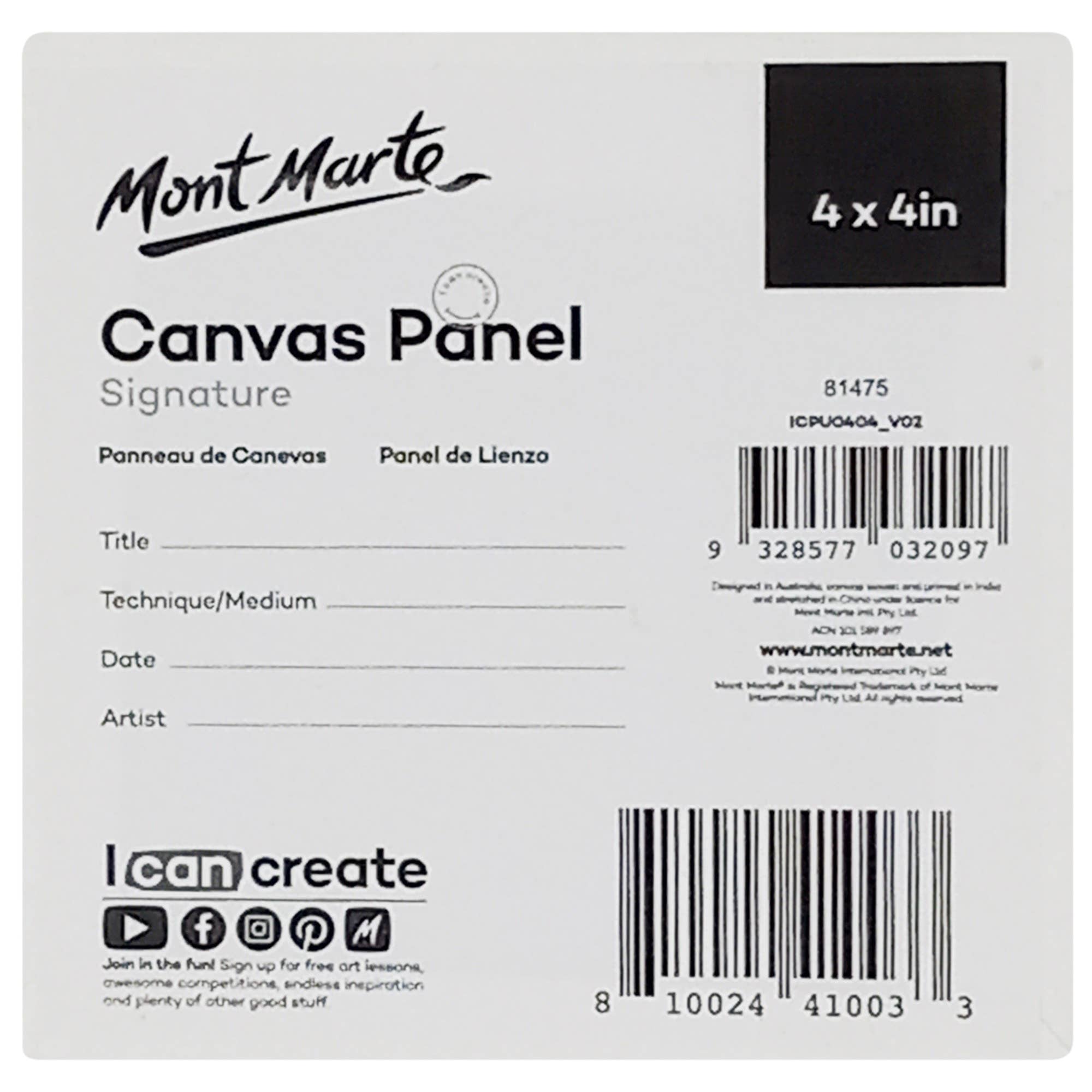 Mont Marte Usa, Inc. - Wholesale Painting Paper - Canvas Panels Signature 4 x 4in 5pc1