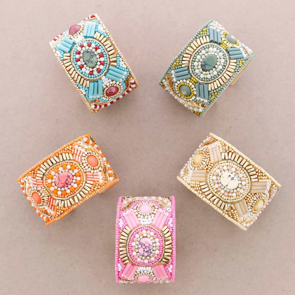 Sonata – wholesale Manschettarmband – Etniska pärlor Justerbart armband4