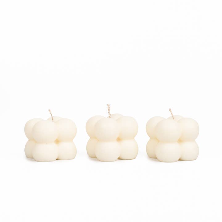 Blanco Natural 3 mini velas de pilar de burbujas de venta al por mayor en Faire
