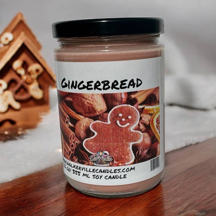 Bougie écologique en cire de coco et soja 12 oz au pain d'épice pour la vente par Walkerville Candles