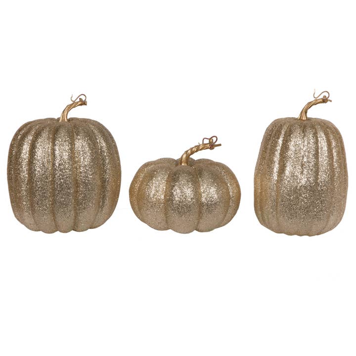 Vickerman 8" Champagne Pumpkins Assorted Set of 3 for wholesale by Vickerman
