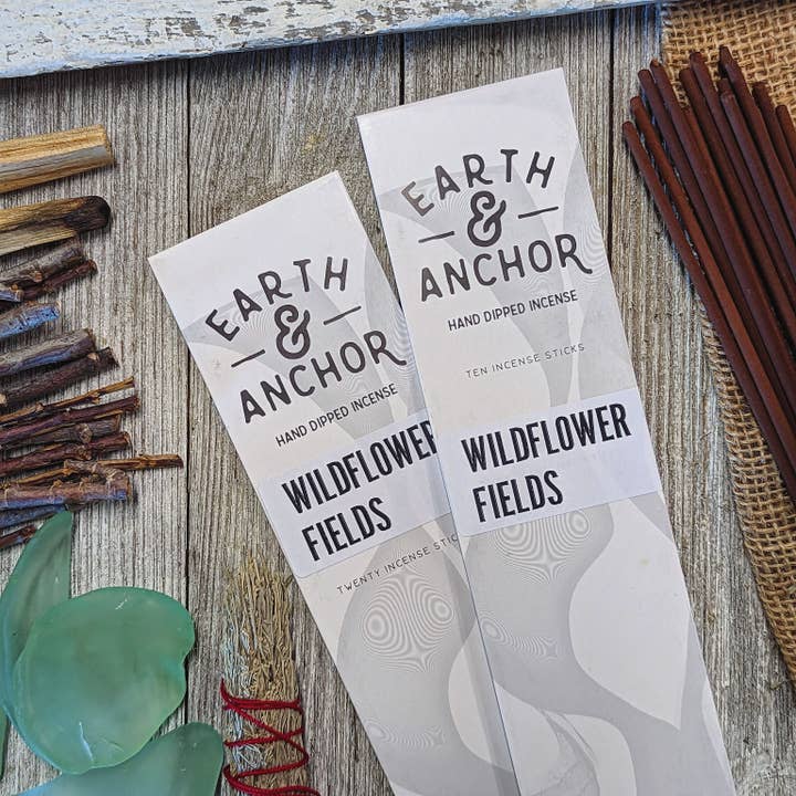 Wildflower Fields Hand Dipped Incense for wholesale by Earth & Anchor Soap Co.