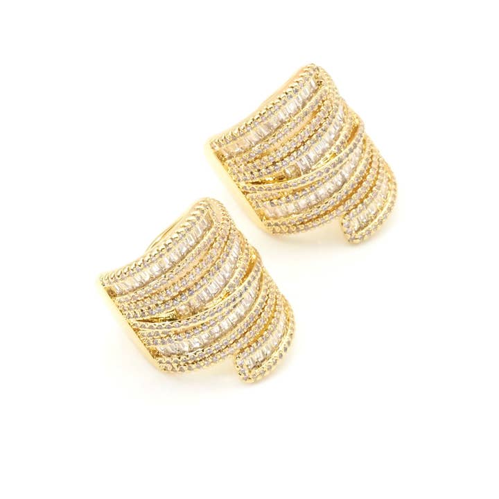 Anel ajustável CZ Curve Baguette Gold Chunky Gold, SKU #Y788 por atacado de BestBeads&Beyond