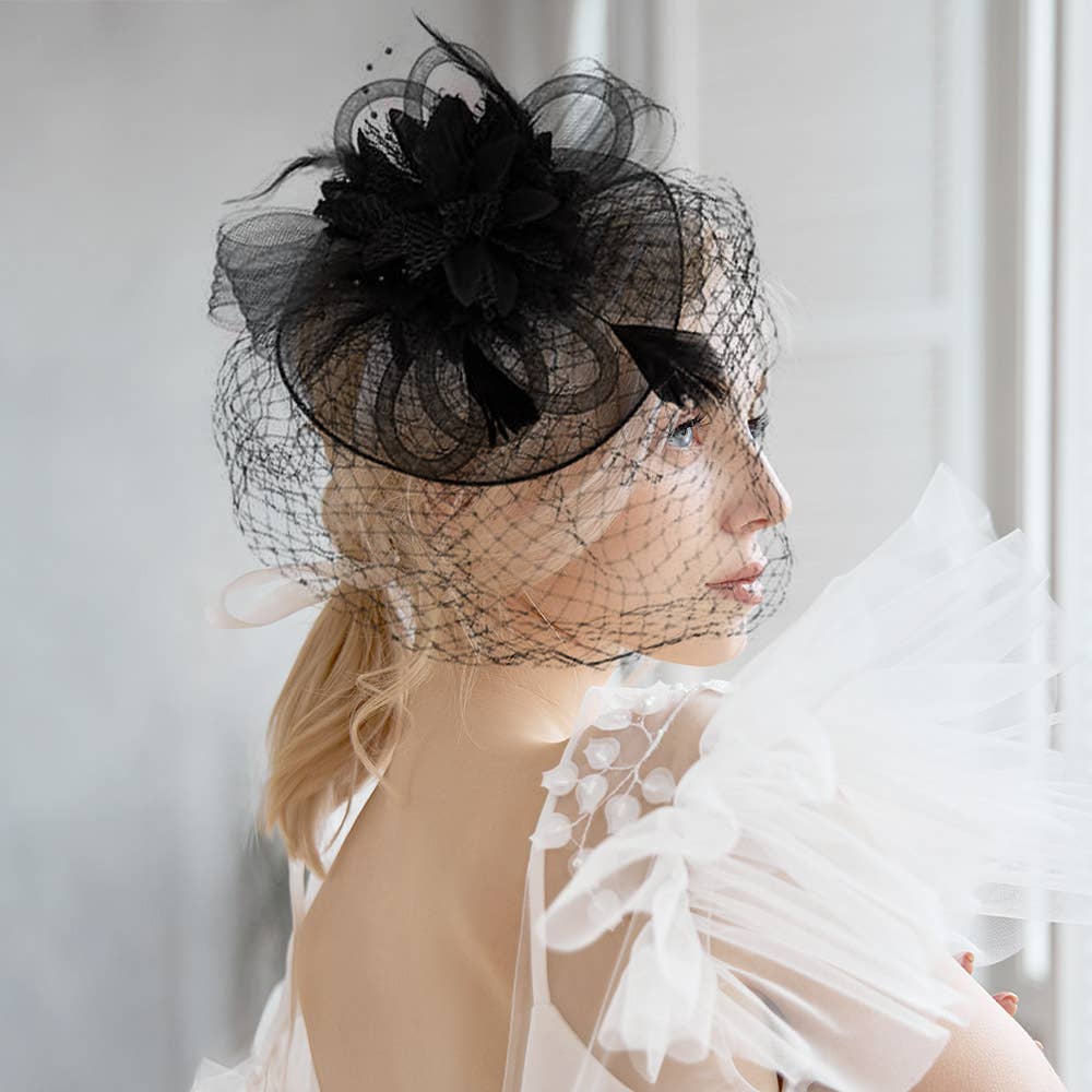 Sensibling Corp. - Wholesale Fascinator Hat - Women's - Bow Flower Feather Mesh Fascinator / Headband13