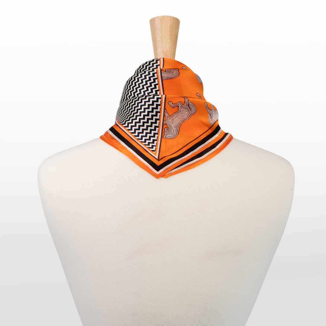 URBAN-EQUESTRIAN - Wholesale Scarf - Women's - Manon - Stylized Equestrian Scarf in Tangerine2