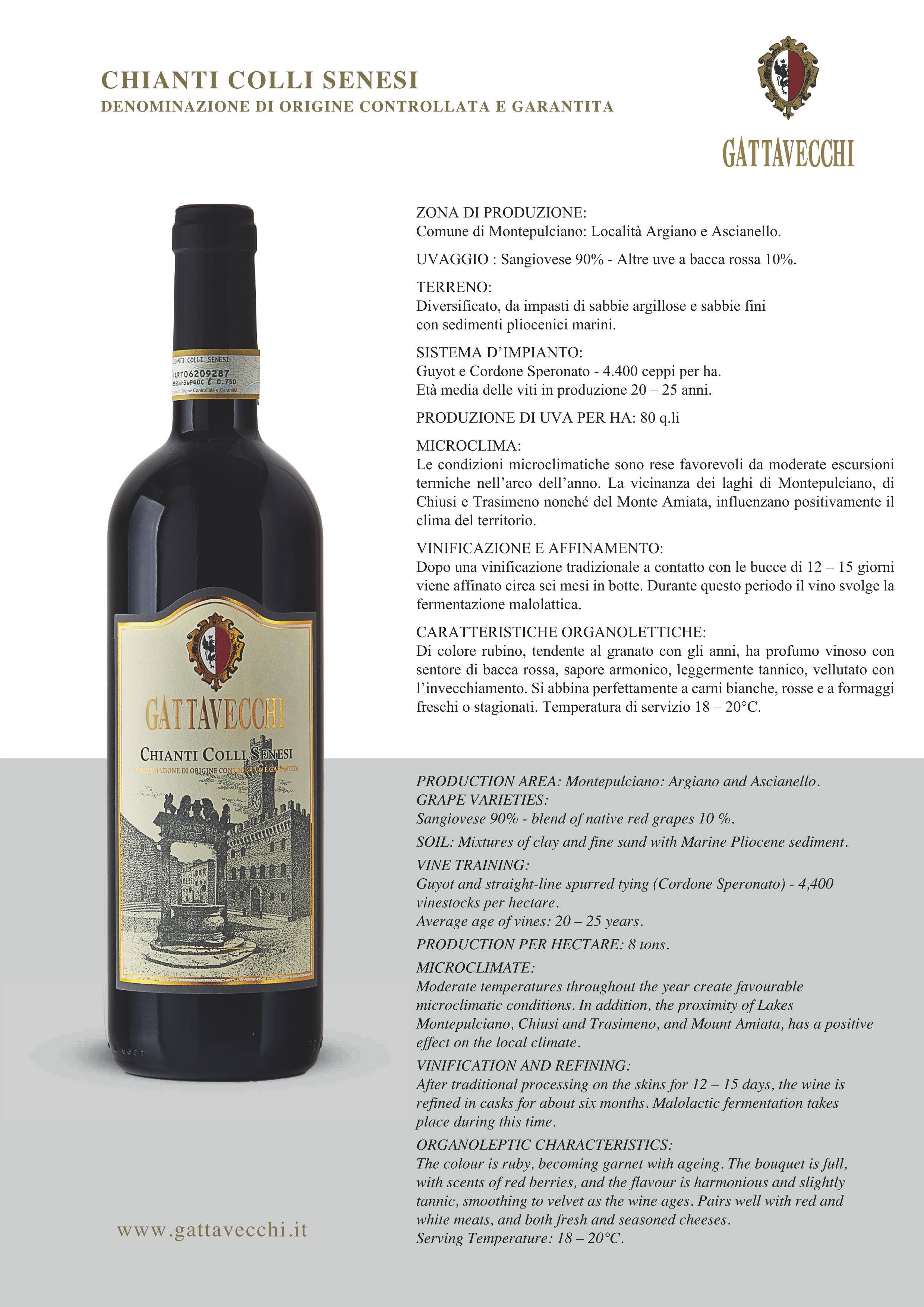 Metina SAS - Wholesale Red Wine - Chianti Colli Senesi DOCG Gattavecchi wine cl. 75  1