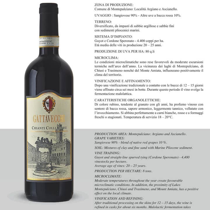 Metina SAS - Wholesale Red Wine - Chianti Colli Senesi DOCG Gattavecchi wine cl. 75 1
