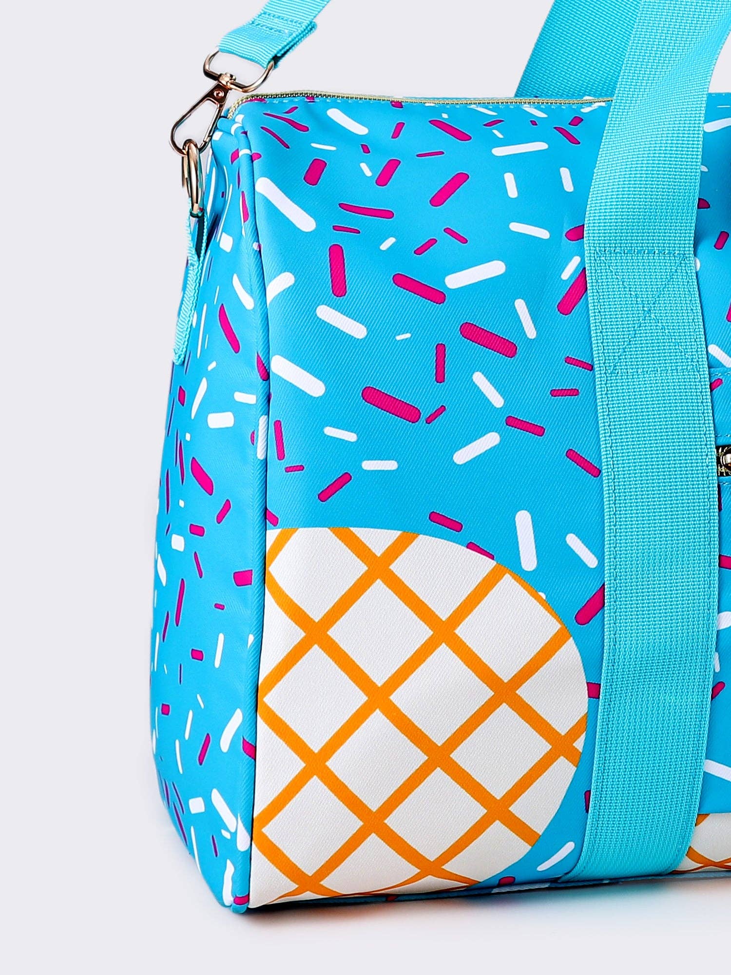 sassy kids palace – Engroshandel Weekendtaske – Børn – Blå Iscreme Dryp Mønster Lærred Duffle Taske2