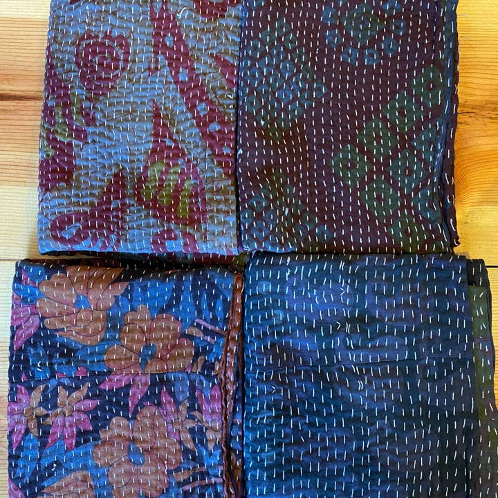 Seeds - Wholesale Scarf - Women's - Over-dyed Kantha Scarves | Recycled Sarees 100% Cotton