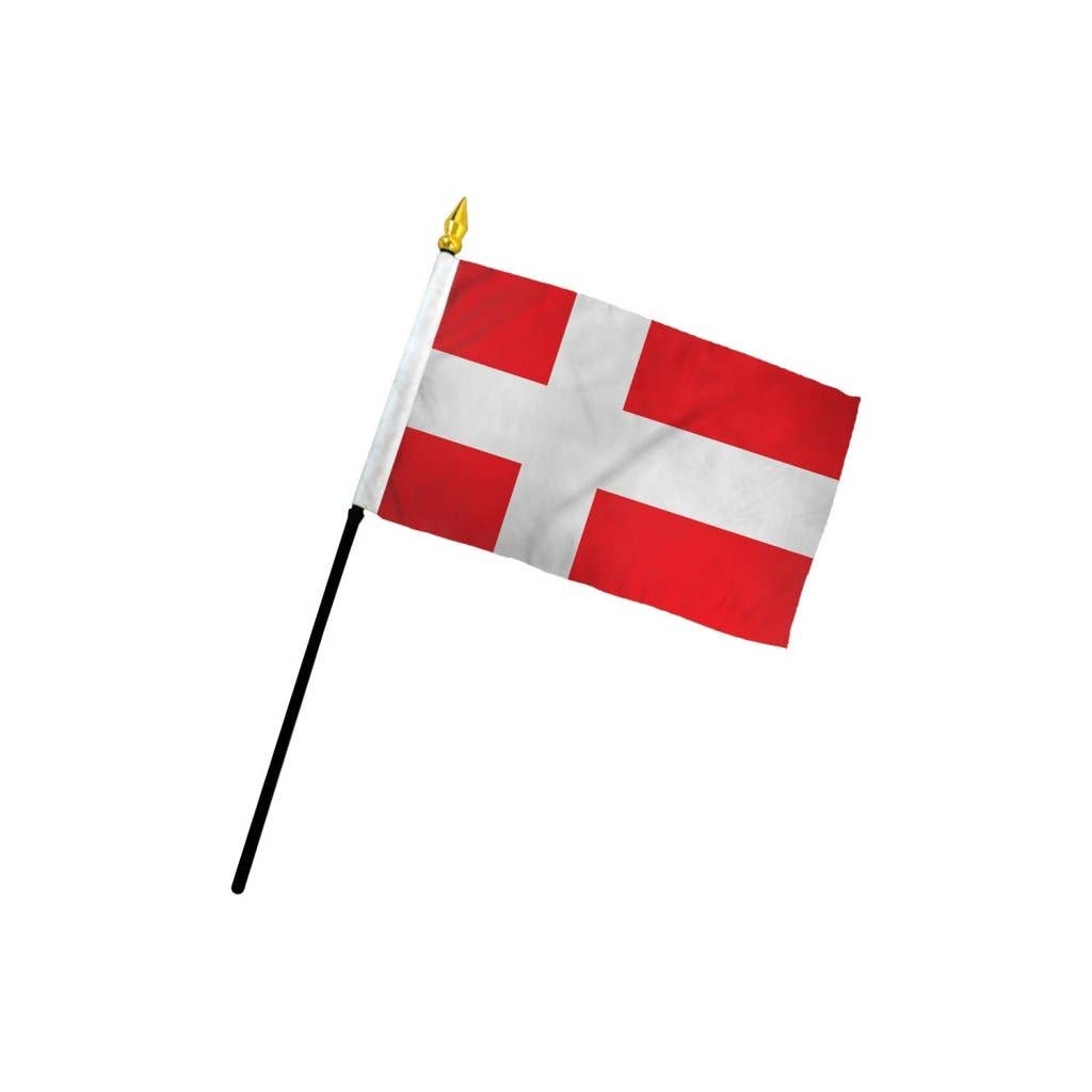 Flags Importer - Wholesale Flag - Denmark 4x6in Stick Flag