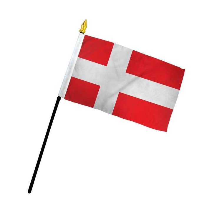 Flags Importer - Wholesale Flag - Denmark 4x6in Stick Flag0