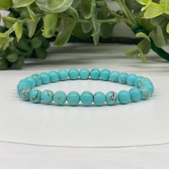 Meraki Gemstones - Wholesale Beaded Bracelet - Turquoise Stretchable Bracelet 6mm Beads