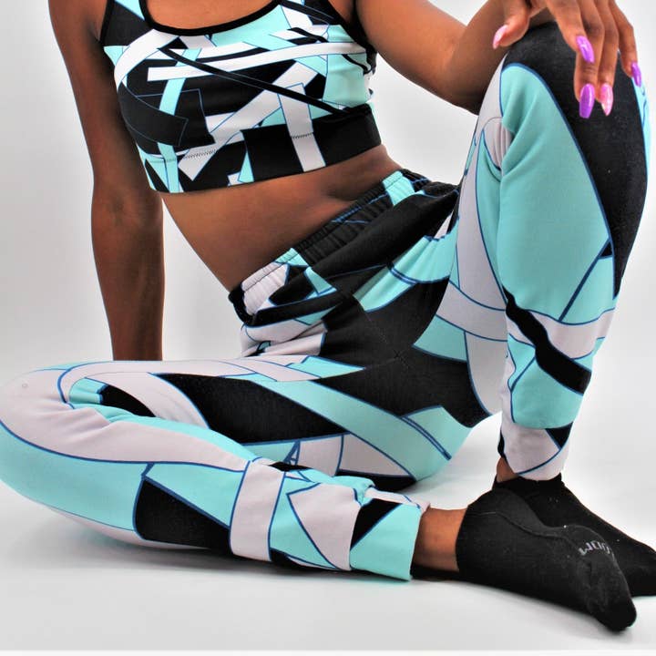 Hellblaue geometrische Jogginghose für Damen für den Großhandel von STFU